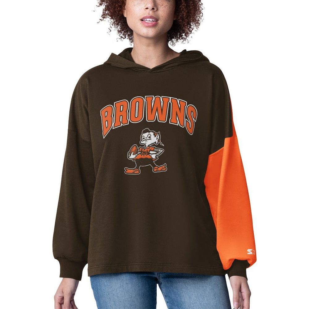 Cleveland Browns Starter Women's Power Move Long Sleeve Pullover Hoodie - Brown online