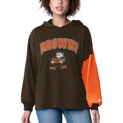 Cleveland Browns Starter Women's Power Move Long Sleeve Pullover Hoodie - Brown online