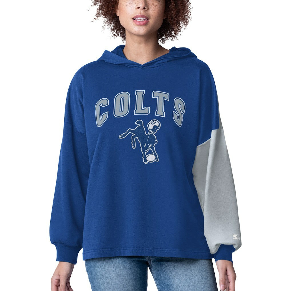 Indianapolis Colts Starter Women's Power Move Long Sleeve Pullover Hoodie - Royal sale