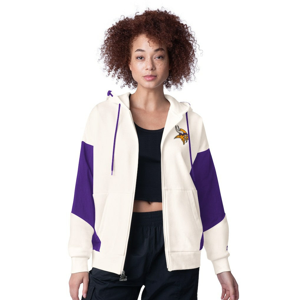 Minnesota Vikings Starter Women's Scrimmage Full-Zip Hoodie - White for sale
