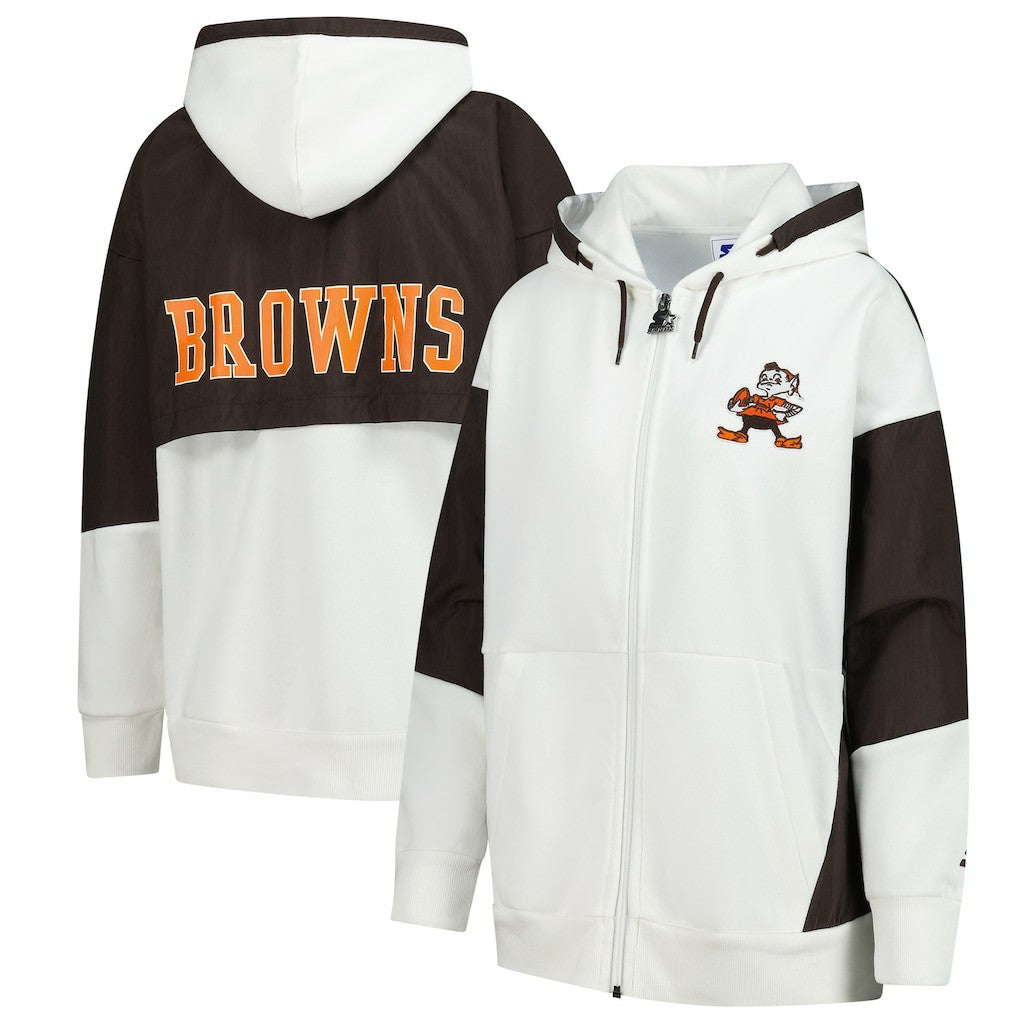Cleveland Browns Starter Women's Scrimmage Full-Zip Hoodie - White discount