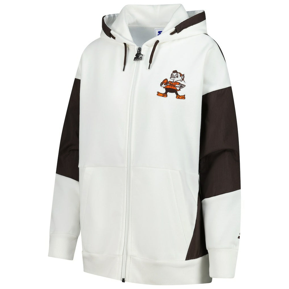 Cleveland Browns Starter Women's Scrimmage Full-Zip Hoodie - White discount