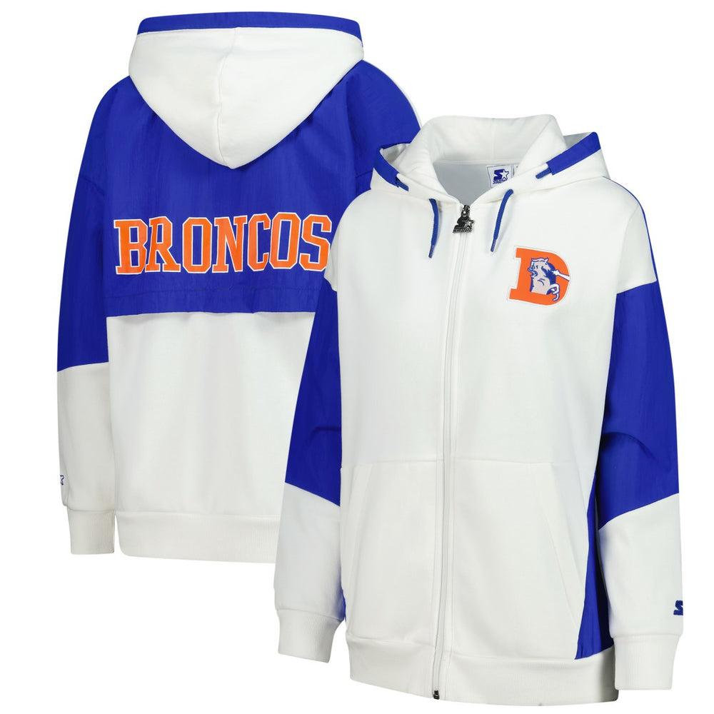 Denver Broncos Starter Women's Scrimmage Full-Zip Hoodie - White discount
