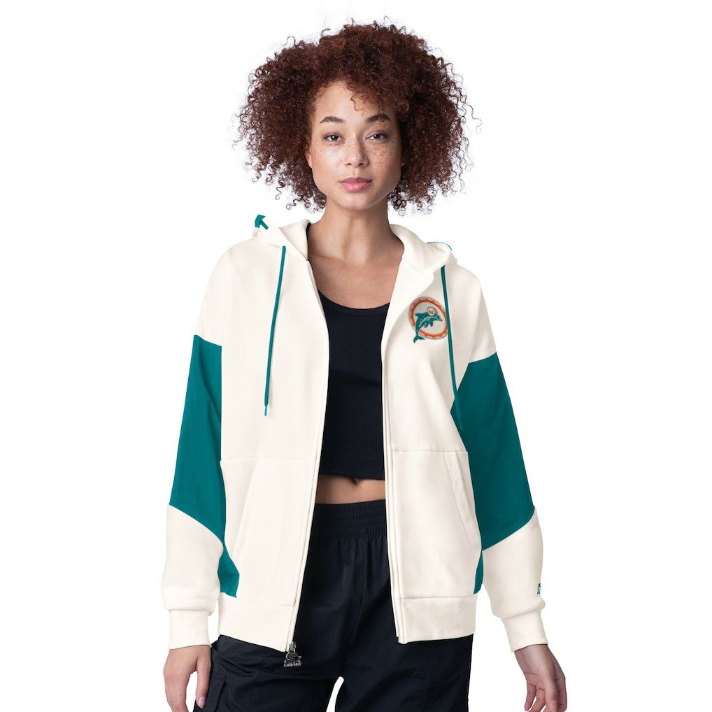 Miami Dolphins Starter Women's Scrimmage Full-Zip Hoodie - White for sale