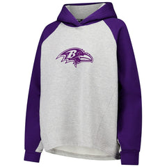 Baltimore Ravens DKNY Sport Women's Joy Cropped Raglan Pullover Hoodie - Gray/Purple sale