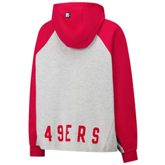 San Francisco 49ers DKNY Sport Women's Joy Cropped Raglan Pullover Hoodie - Gray/Scarlet cheap