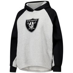 Las Vegas Raiders DKNY Sport Women's Joy Cropped Raglan Pullover Hoodie - Gray/Black cheap