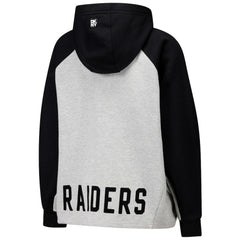Las Vegas Raiders DKNY Sport Women's Joy Cropped Raglan Pullover Hoodie - Gray/Black cheap