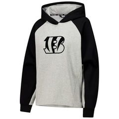 Cincinnati Bengals DKNY Sport Women's Joy Cropped Raglan Pullover Hoodie - Gray/Black on sale
