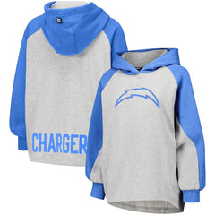 Los Angeles Chargers DKNY Sport Women's Joy Cropped Raglan Pullover Hoodie - Gray/Powder Blue outlet