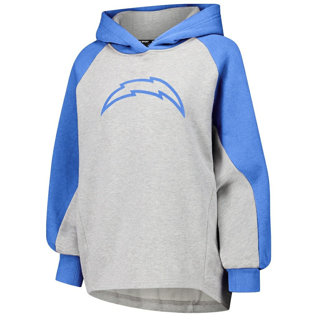 Los Angeles Chargers DKNY Sport Women's Joy Cropped Raglan Pullover Hoodie - Gray/Powder Blue outlet