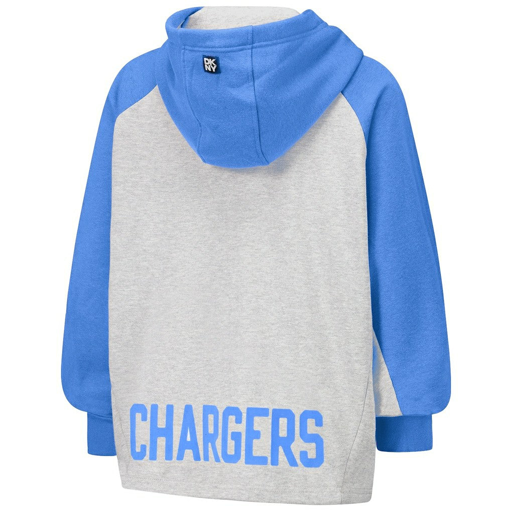 Los Angeles Chargers DKNY Sport Women's Joy Cropped Raglan Pullover Hoodie - Gray/Powder Blue outlet
