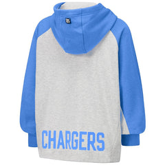 Los Angeles Chargers DKNY Sport Women's Joy Cropped Raglan Pullover Hoodie - Gray/Powder Blue outlet