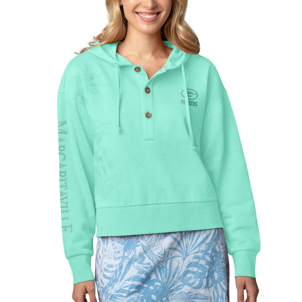 Green Bay Packers Margaritaville Women's Island Dream Solid Pullover Hoodie - Mint online