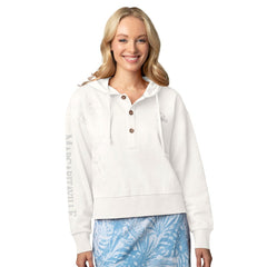 Cleveland Browns Margaritaville Women's Island Dream Solid Pullover Hoodie - Cream on sale