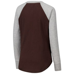 Cleveland Browns G-III 4Her by Carl Banks Women's Waffle Knit Raglan Long Sleeve T-Shirt - Brown/Heather Gray for sale