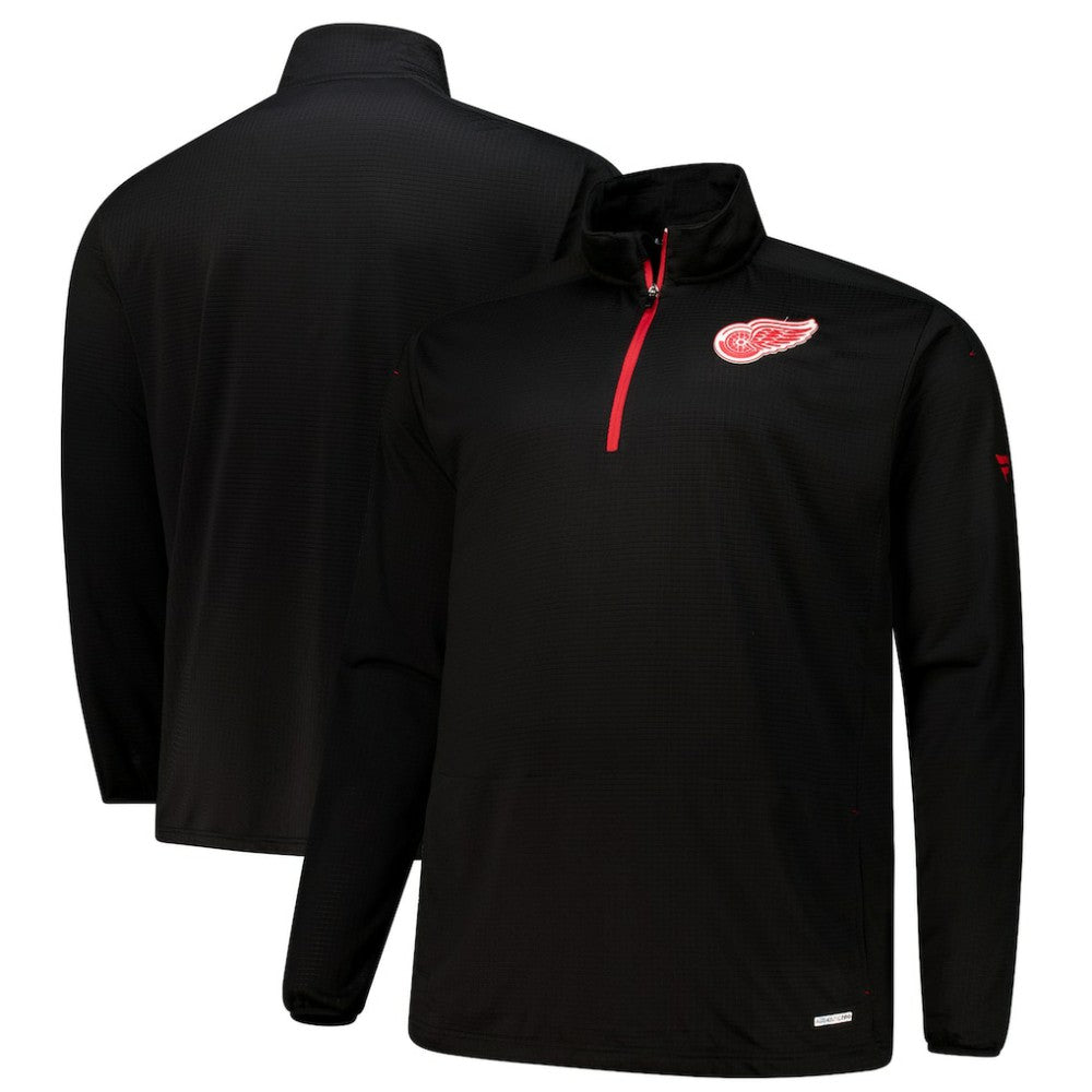 Detroit Red Wings Fanatics Big & Tall Authentic Pro Quarter-Zip Top Black