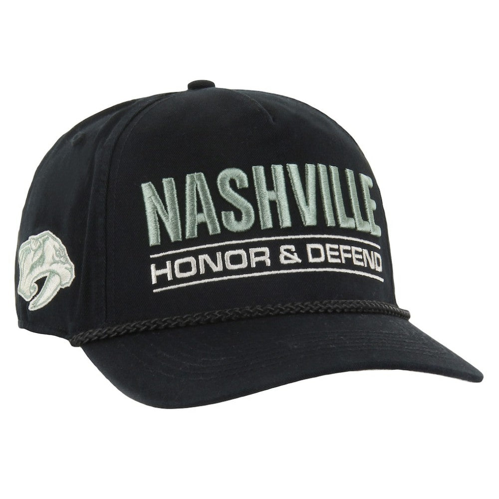 Nashville Predators '47 OHT Military Appreciation Homeland Honor and Defend Hitch Adjustable Hat Black