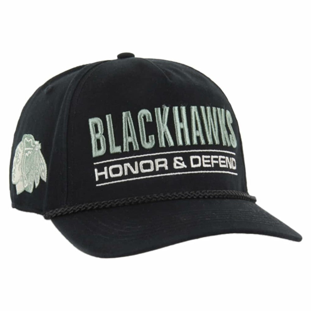 Chicago Blackhawks '47 OHT Military Appreciation Homeland Honor and Defend Hitch Adjustable Hat Black