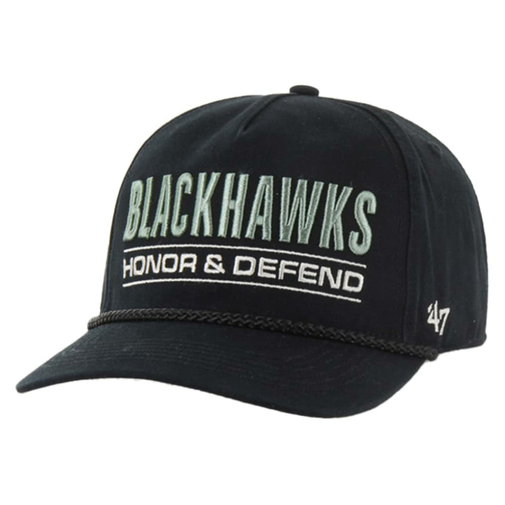 Chicago Blackhawks '47 OHT Military Appreciation Homeland Honor and Defend Hitch Adjustable Hat Black