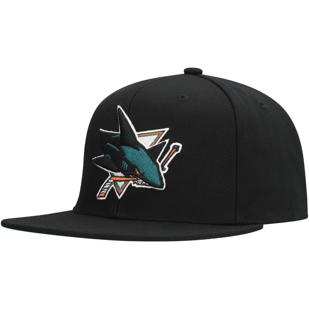 San Jose Sharks Mitchell & Ness Core Top Spot Snapback Hat Black