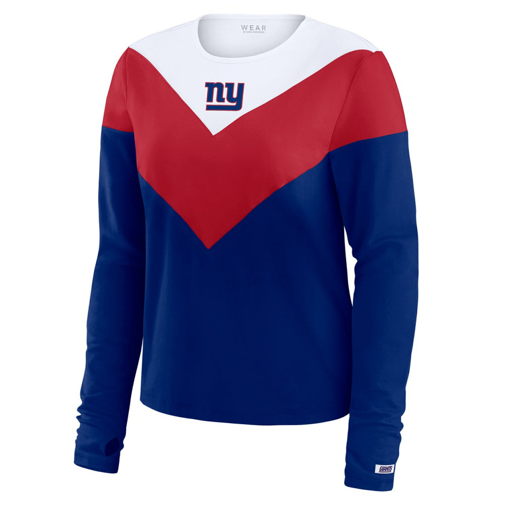New York Giants WEAR by Erin Andrews Women's Chevron Tri-Blend Long Sleeve T-Shirt - Royal/Red sale