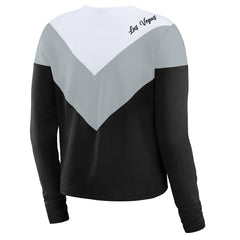 Las Vegas Raiders WEAR by Erin Andrews Women's Chevron Tri-Blend Long Sleeve T-Shirt - Black/Silver on sale