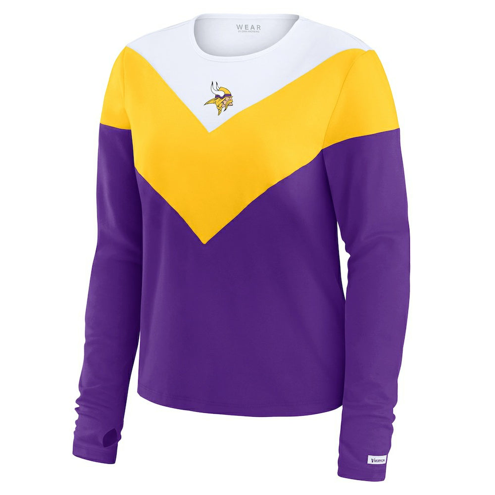 Minnesota Vikings WEAR by Erin Andrews Women's Chevron Tri-Blend Long Sleeve T-Shirt - Purple/Gold discount
