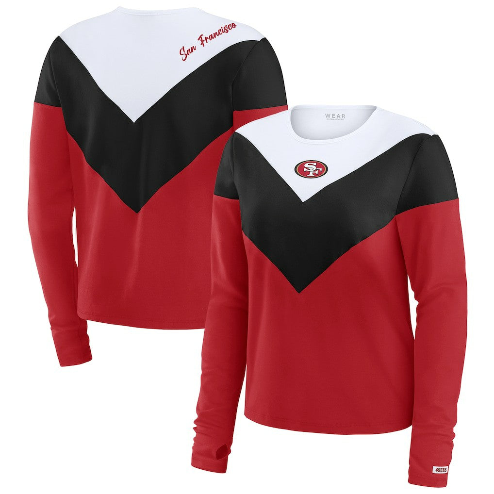 San Francisco 49ers WEAR by Erin Andrews Women's Chevron Tri-Blend Long Sleeve T-Shirt - Scarlet/Black cheap
