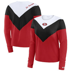San Francisco 49ers WEAR by Erin Andrews Women's Chevron Tri-Blend Long Sleeve T-Shirt - Scarlet/Black cheap