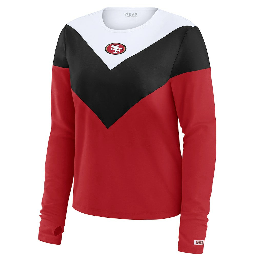 San Francisco 49ers WEAR by Erin Andrews Women's Chevron Tri-Blend Long Sleeve T-Shirt - Scarlet/Black cheap