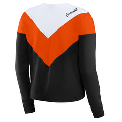 Cincinnati Bengals WEAR by Erin Andrews Women's Plus Size Chevron Tri-Blend Long Sleeve T-Shirt - Black/Orange sale