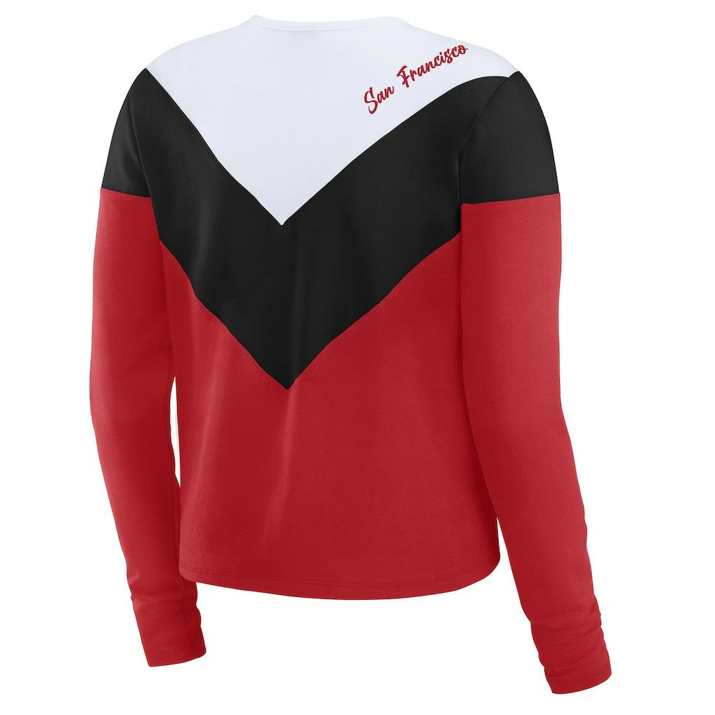 San Francisco 49ers WEAR by Erin Andrews Women's Plus Size Chevron Tri-Blend Long Sleeve T-Shirt - Scarlet/Black cheap