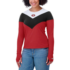 San Francisco 49ers WEAR by Erin Andrews Women's Plus Size Chevron Tri-Blend Long Sleeve T-Shirt - Scarlet/Black cheap