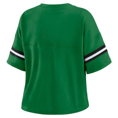 New York Jets WEAR by Erin Andrews Women's Color Block Boxy V-Neck T-Shirt - Kelly Green for sale