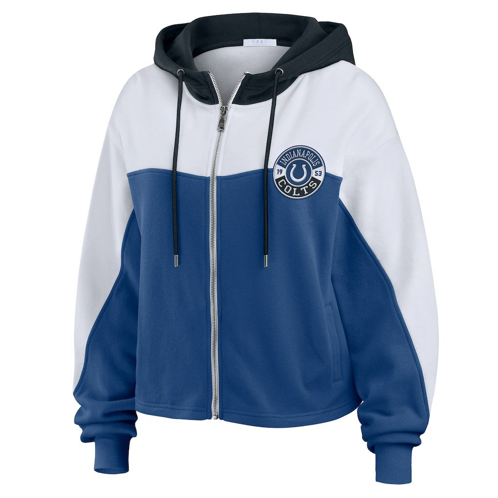 Indianapolis Colts WEAR by Erin Andrews Women's Plus Size Color Block Full-Zip Hoodie - Royal for sale