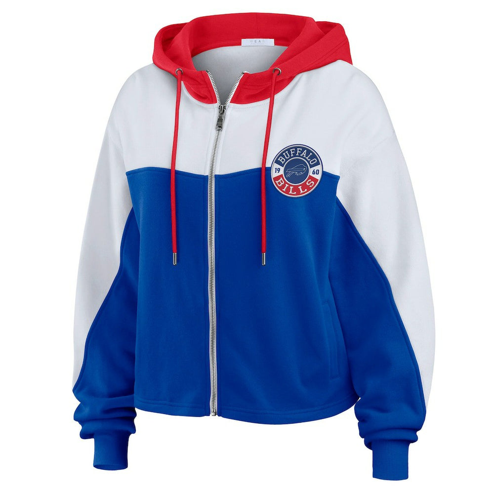 Buffalo Bills WEAR by Erin Andrews Women's Plus Size Color Block Full-Zip Hoodie - Royal cheap