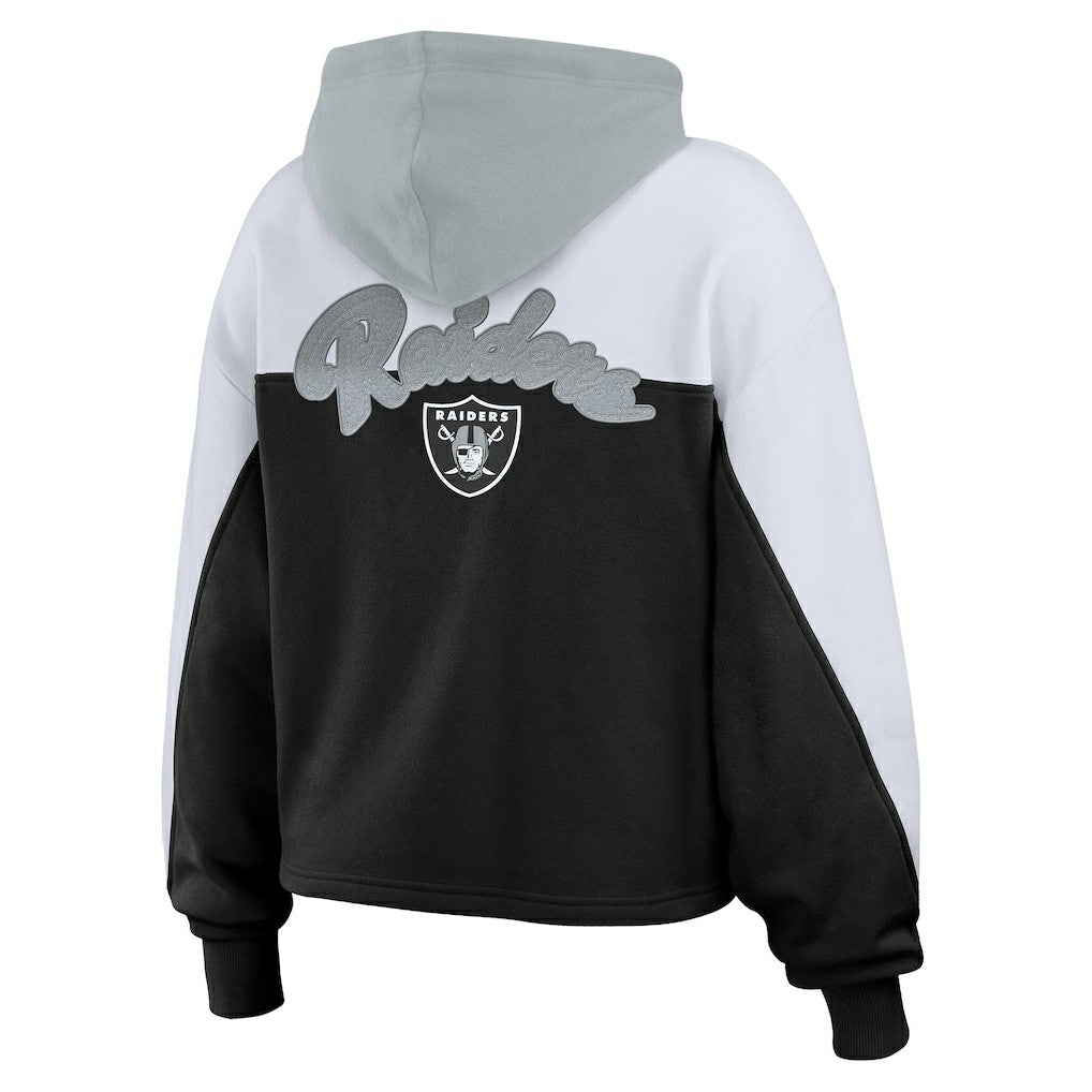 Las Vegas Raiders WEAR by Erin Andrews Women's Plus Size Color Block Full-Zip Hoodie - Black for sale