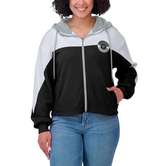 Las Vegas Raiders WEAR by Erin Andrews Women's Plus Size Color Block Full-Zip Hoodie - Black for sale