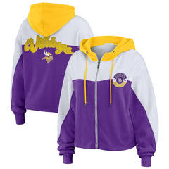 Minnesota Vikings WEAR by Erin Andrews Women's Plus Size Color Block Full-Zip Hoodie - Purple outlet