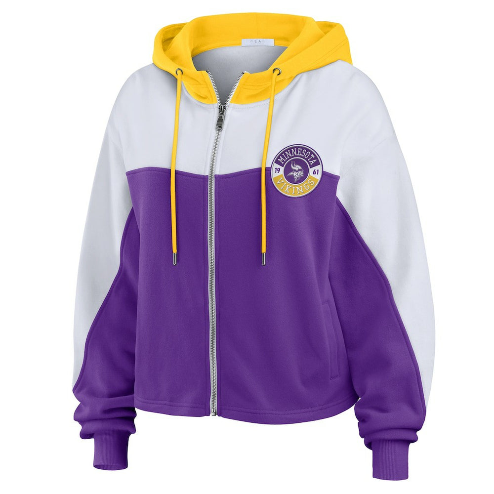 Minnesota Vikings WEAR by Erin Andrews Women's Plus Size Color Block Full-Zip Hoodie - Purple outlet