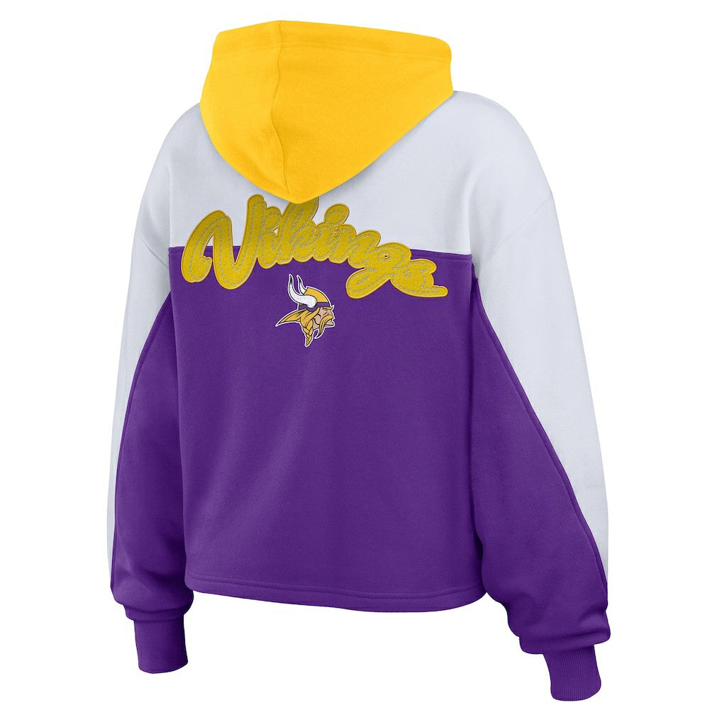 Minnesota Vikings WEAR by Erin Andrews Women's Plus Size Color Block Full-Zip Hoodie - Purple outlet