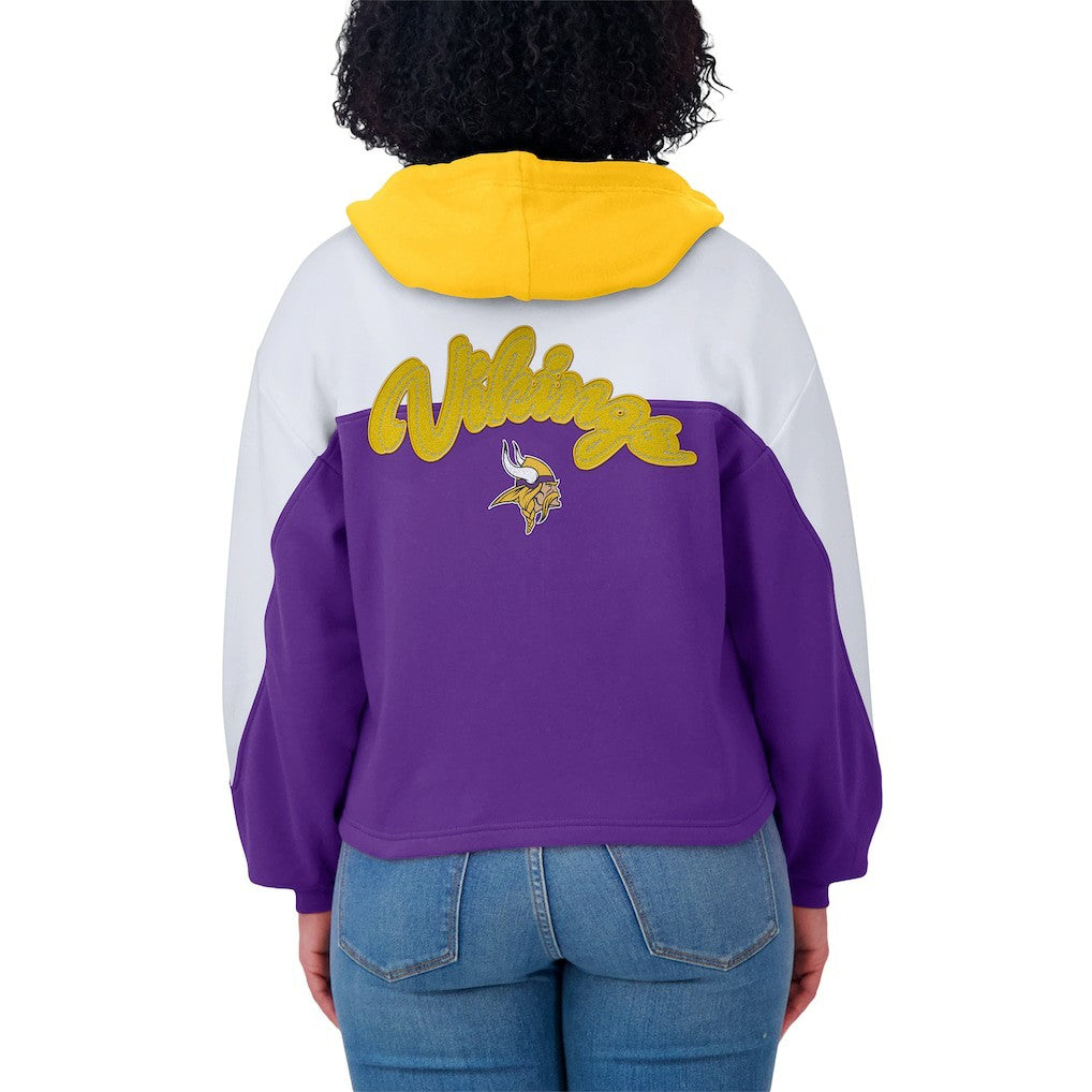 Minnesota Vikings WEAR by Erin Andrews Women's Plus Size Color Block Full-Zip Hoodie - Purple outlet