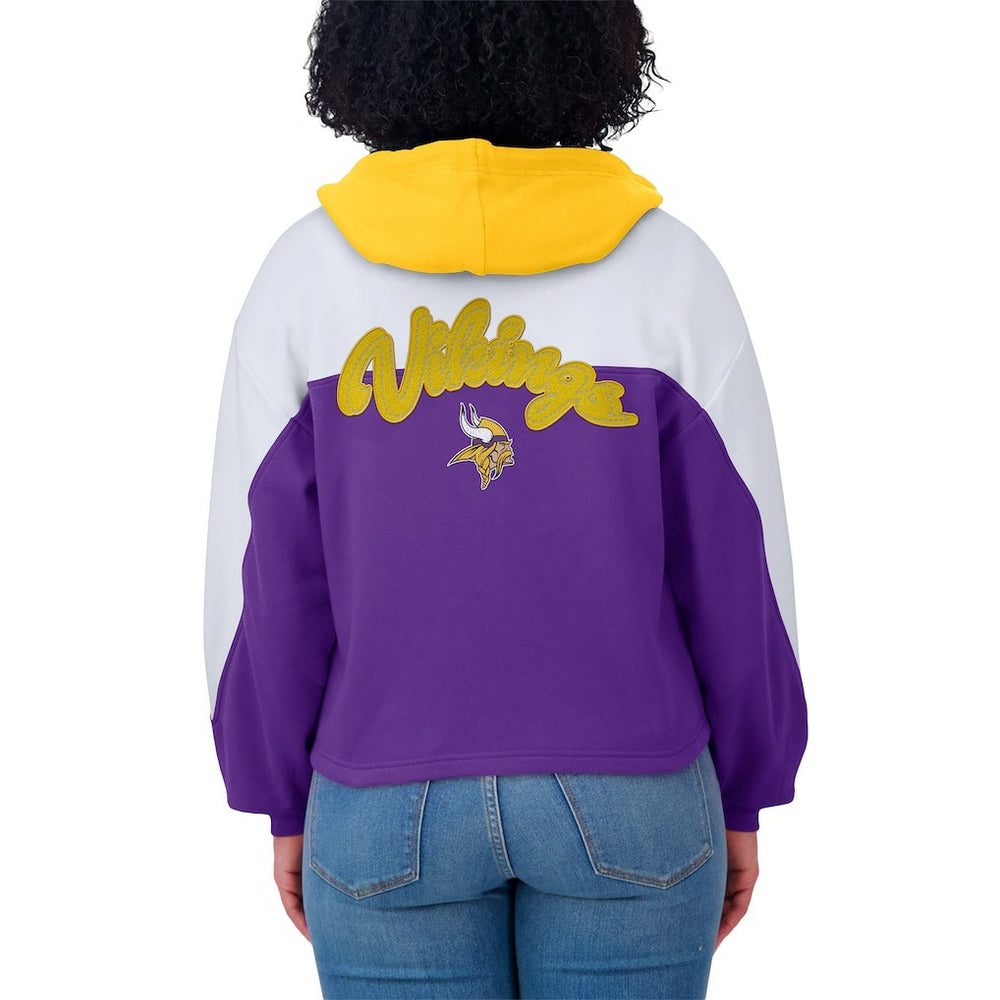 Minnesota Vikings WEAR by Erin Andrews Women's Plus Size Color Block Full-Zip Hoodie - Purple outlet