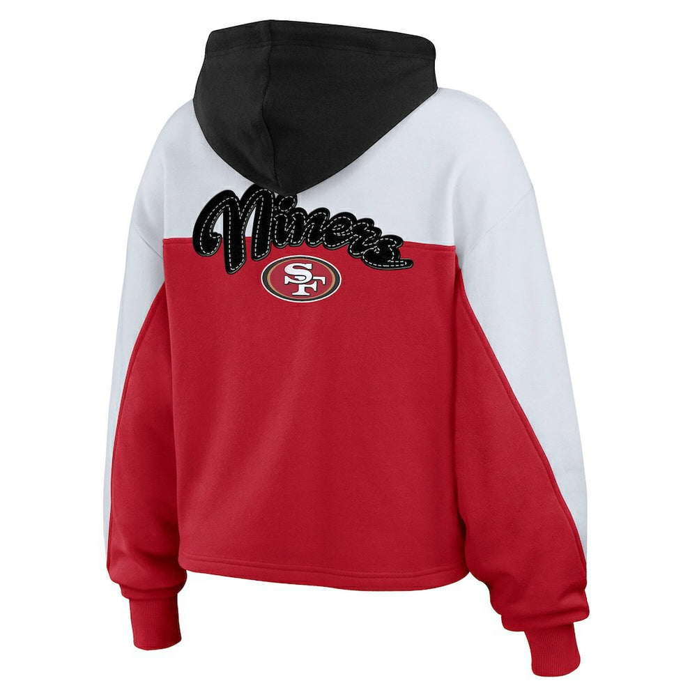 San Francisco 49ers WEAR by Erin Andrews Women's Plus Size Color Block Full-Zip Hoodie - Scarlet cheap