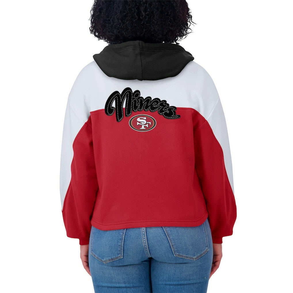 San Francisco 49ers WEAR by Erin Andrews Women's Plus Size Color Block Full-Zip Hoodie - Scarlet cheap
