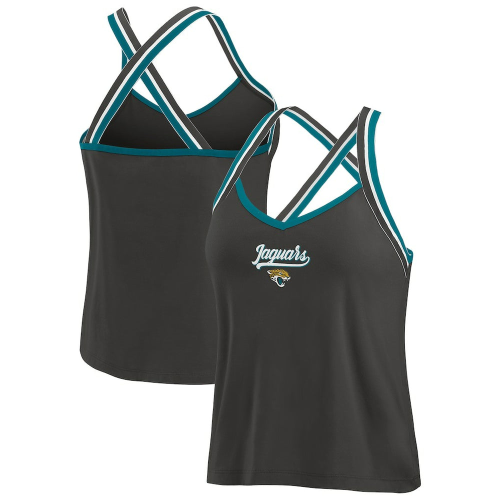 Jacksonville Jaguars WEAR by Erin Andrews Women's Cross Strap Tri-Blend Tank Top - Black outlet