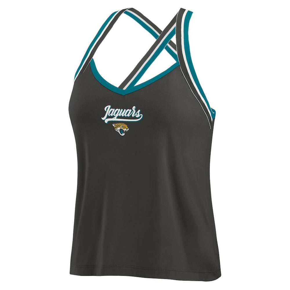 Jacksonville Jaguars WEAR by Erin Andrews Women's Cross Strap Tri-Blend Tank Top - Black outlet
