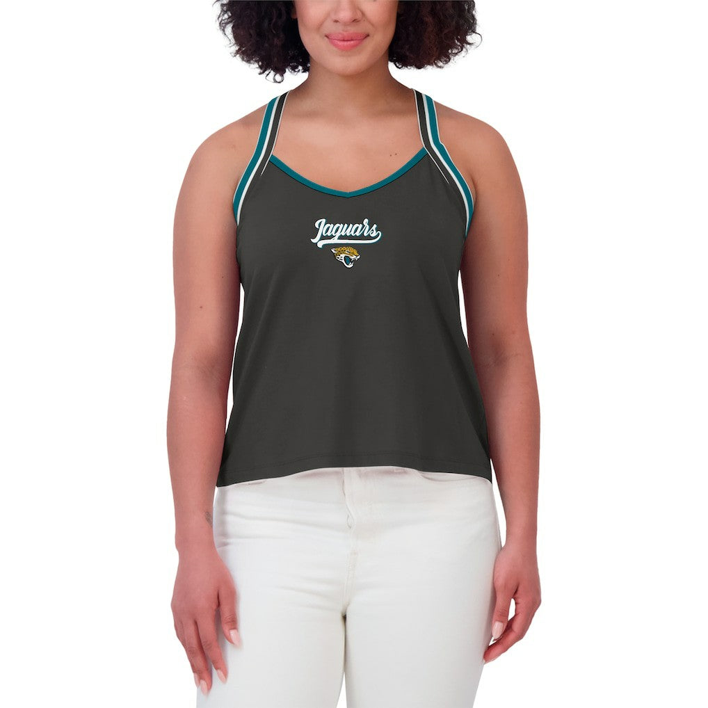 Jacksonville Jaguars WEAR by Erin Andrews Women's Cross Strap Tri-Blend Tank Top - Black outlet