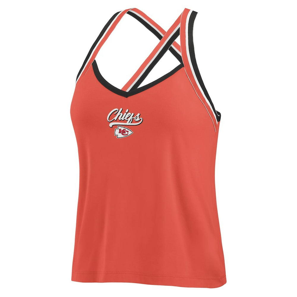 Kansas City Chiefs WEAR by Erin Andrews Women's Cross Strap Tri-Blend Tank Top - Red for sale